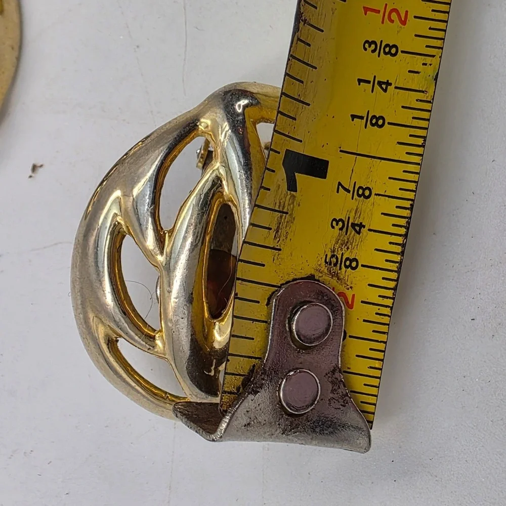 Vintage Gold Tone Abstract Openwork Oval Clip On Earrings Statement Jewelry